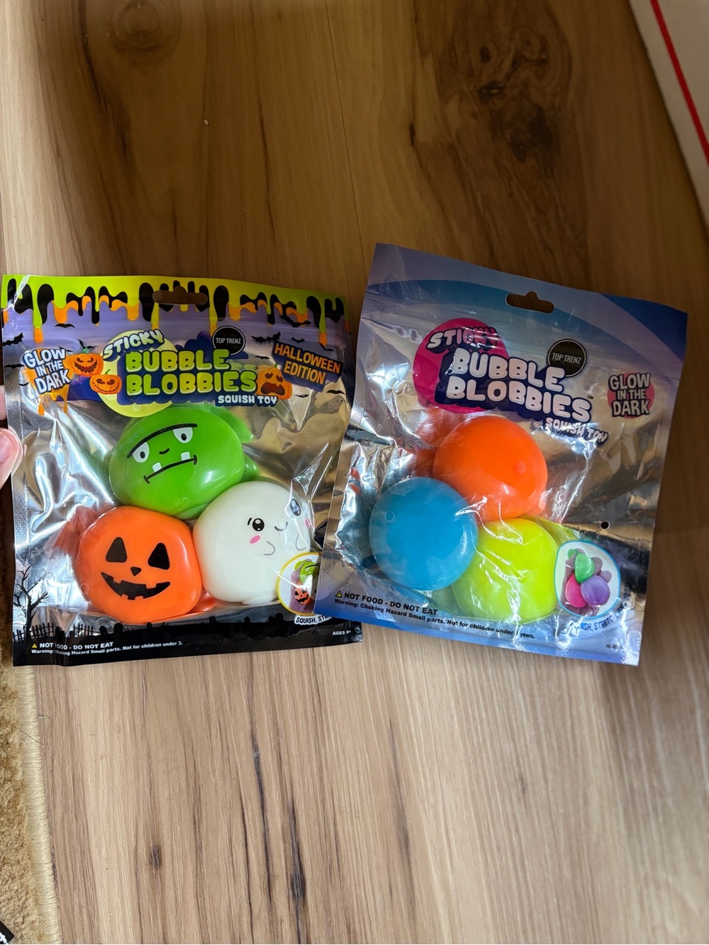 Glow-in-the-Dark Sticky Bubble Blobbies Toy Pack - Orange, Green, Blue, White